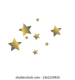 Colorful stars confetti spread horizontally. Isolated gradient stellar elements. Platinum chrome metallic gloss. Festive iridescent holographic effect vector template for decorations, packaging.