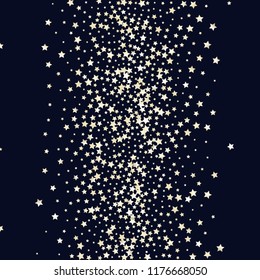 Colorful stars confetti spread vertically. Isolated gradient celestial elements. Pearl nacre gloss. Iridescent glitter festive celebration vector template for decorations