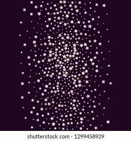 Colorful stars confetti spread vertically. Isolated gradient stellar elements. Pale pink blue pearl nacre shine. Festive iridescent holographic shine effect vector template 