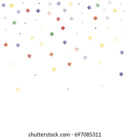 colorful stars confetti vector background. glitter dots and stars flying, raising up or falling Design element for festive banner, birthday and greeting card, postcard, wedding invitation.