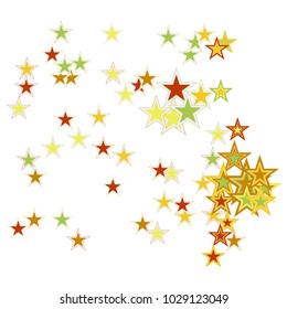 Colorful Stars confetti. Vector cosmic abstract frame background. Christmas, new year celebration, birthday party, carnival or festival glamour design. Luxury stardust. Shiny festive colorful glitter