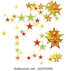 Colorful Stars confetti. Vector cosmic abstract frame background. Christmas, new year celebration, birthday party, carnival or festival glamour design. Luxury stardust. Shiny festive colorful glitter
