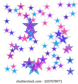 Colorful Stars confetti. Vector cosmic abstract frame background. Christmas, new year celebration, birthday party, carnival or festival glamour design. Luxury stardust. Shiny festive colorful glitter