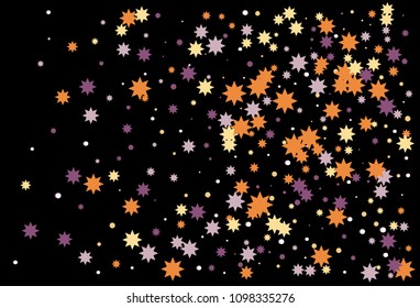 Colorful stars confetti. Vector cosmic abstract frame background. Christmas, new year celebration, birthday party, carnival or festival glamour design.