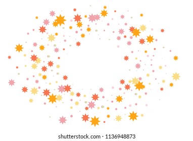 Colorful stars confetti. Vector cosmic abstract frame background. Christmas, new year celebration, birthday party, carnival or festival glamour design.
