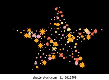 Colorful stars confetti. Vector cosmic abstract frame background. Christmas, new year celebration, birthday party, carnival or festival glamour design.