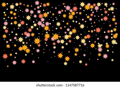 Colorful stars confetti. Vector cosmic abstract frame background. Christmas, new year celebration, birthday party, carnival or festival glamour design.