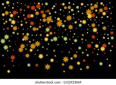 Colorful stars confetti. Vector cosmic abstract frame background. Christmas, new year celebration, birthday party, carnival or festival glamour design.