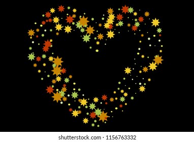 Colorful stars confetti. Vector cosmic abstract frame background. Christmas, new year celebration, birthday party, carnival or festival glamour design.