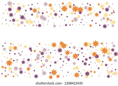 Colorful stars confetti. Vector cosmic abstract frame background. Christmas, new year celebration, birthday party, carnival or festival glamour design.