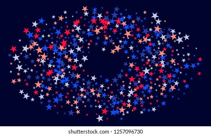 Colorful stars confetti. Vector cosmic abstract frame background. Christmas, new year celebration, birthday party, carnival or festival glamour design.