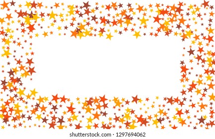 Colorful stars confetti. Vector cosmic abstract frame background. Christmas, new year celebration, birthday party, carnival or festival glamour design.