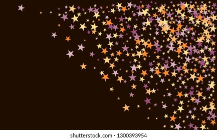 Colorful stars confetti. Vector cosmic abstract frame background. Christmas, new year celebration, birthday party, carnival or festival glamour design