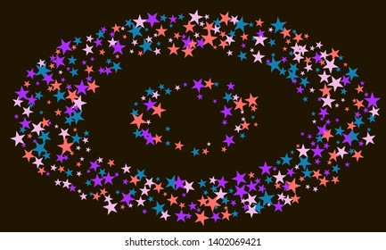 Colorful stars confetti. Vector cosmic abstract frame background. Christmas, new year celebration, birthday party, carnival or festival glamour design.