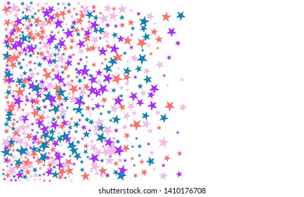 Colorful stars confetti. Vector cosmic abstract frame background. Christmas, new year celebration, birthday party, carnival or festival glamour design.