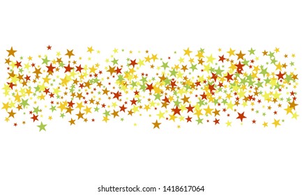 Colorful stars confetti. Vector cosmic abstract frame background. Christmas, new year celebration, birthday party, carnival or festival glamour design.