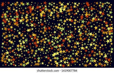 Colorful stars confetti. Vector cosmic abstract frame background. Christmas, new year celebration, birthday party, carnival or festival glamour design.