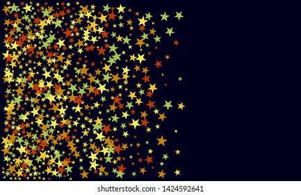 Colorful stars confetti. Vector cosmic abstract frame background. Christmas, new year celebration, birthday party, carnival or festival glamour design.