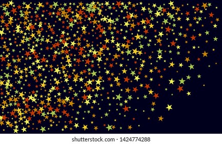 Colorful stars confetti. Vector cosmic abstract frame background. Christmas, new year celebration, birthday party, carnival or festival glamour design.