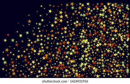 Colorful stars confetti. Vector cosmic abstract frame background. Christmas, new year celebration, birthday party, carnival or festival glamour design.