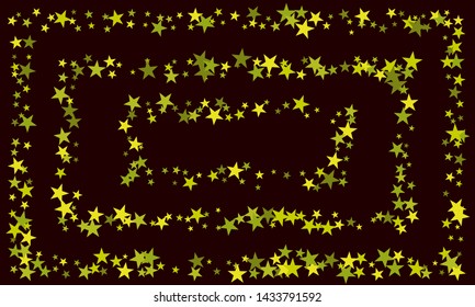 Colorful stars confetti. Vector cosmic abstract frame background. Christmas, new year celebration, birthday party, carnival or festival glamour design.