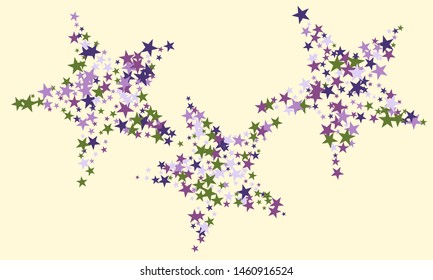 Colorful stars confetti. Vector cosmic abstract frame background. Christmas, new year celebration, birthday party, carnival or festival glamour design.