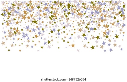 Colorful stars confetti. Vector cosmic abstract frame background. Christmas, new year celebration, birthday party, carnival or festival glamour design.