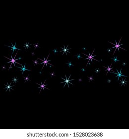 Colorful stars confetti. Vector cosmic abstract frame background. Christmas, new year celebration, birthday party, carnival or festival glamour design.