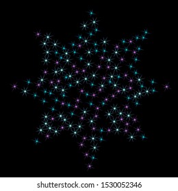 Colorful stars confetti. Vector cosmic abstract frame background. Christmas, new year celebration, birthday party, carnival or festival glamour design.