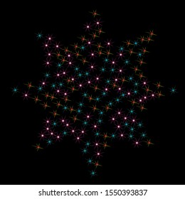 Colorful stars confetti. Vector cosmic abstract frame background. Christmas, new year celebration, birthday party, carnival or festival glamour design.