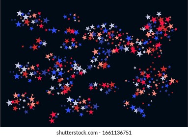 Colorful stars confetti. Vector cosmic abstract frame background. Christmas, new year celebration, birthday party, carnival or festival glamour design.