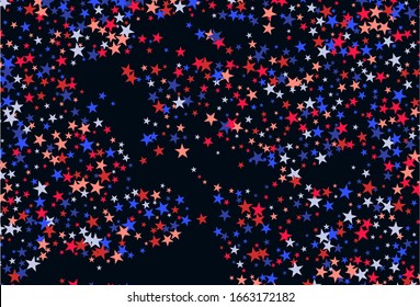 Colorful stars confetti. Vector cosmic abstract frame background. Christmas, new year celebration, birthday party, carnival or festival glamour design.