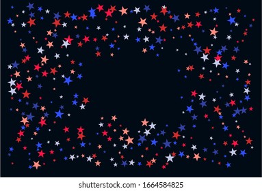Colorful stars confetti. Vector cosmic abstract frame background. Christmas, new year celebration, birthday party, carnival or festival glamour design.