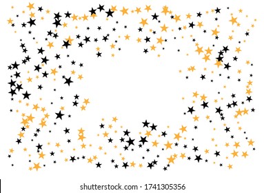 Colorful stars confetti. Vector cosmic abstract frame background. Christmas, new year celebration, birthday party, carnival or festival glamour design.