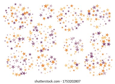 Colorful stars confetti. Vector cosmic abstract frame background. Christmas, new year celebration, birthday party, carnival or festival glamour design.