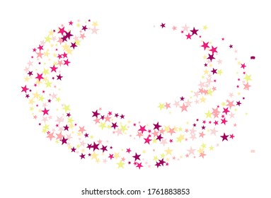 Colorful stars confetti. Vector cosmic abstract frame background. Christmas, new year celebration, birthday party, carnival or festival glamour design.
