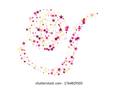 Colorful stars confetti. Vector cosmic abstract frame background. Christmas, new year celebration, birthday party, carnival or festival glamour design.