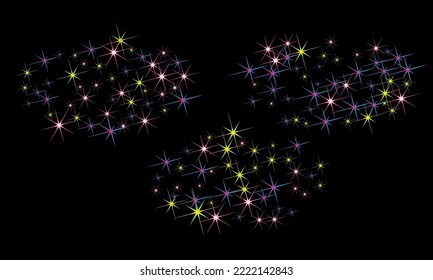 Colorful stars confetti. Vector cosmic abstract frame background. Christmas, new year celebration, birthday party, carnival or festival glamour design.