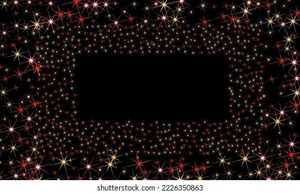 Colorful stars confetti. Vector cosmic abstract frame background. Christmas, new year celebration, birthday party, carnival or festival glamour design.