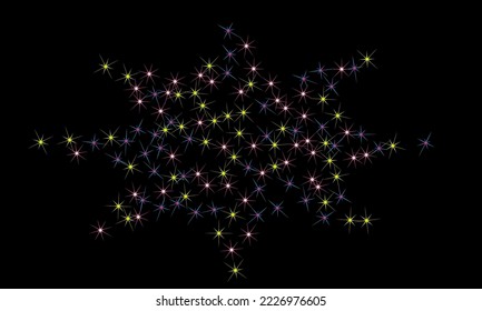 Colorful stars confetti. Vector cosmic abstract frame background. Christmas, new year celebration, birthday party, carnival or festival glamour design.