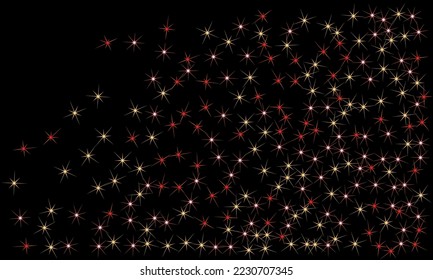Colorful stars confetti. Vector cosmic abstract frame background. Christmas, new year celebration, birthday party, carnival or festival glamour design.