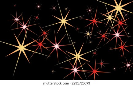 Colorful stars confetti. Vector cosmic abstract frame background. Christmas, new year celebration, birthday party, carnival or festival glamour design.
