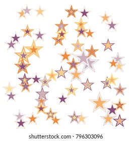 Colorful Stars confetti. Vector cosmic abstract frame background. Christmas, new year celebration, birthday party, carnival or festival glamour design. Luxury stardust. Shiny festive colorful glitter