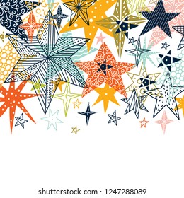 Colorful stars. Cute postcard.