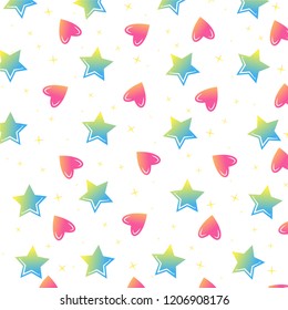 colorful stars and hearts vector pattern