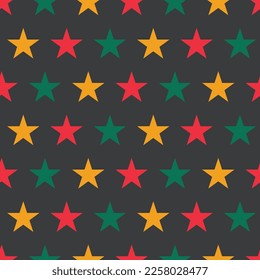 Colorful stars on Black background vector repeat pattern