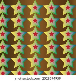Colorful stars on a glitter gold background