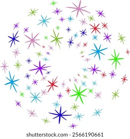 Colorful stars on white background.