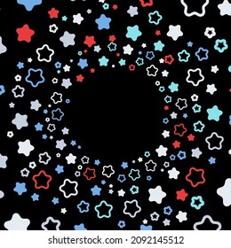 Colorful stars particle tunnel to place your content. Vector illustration.