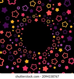 Colorful stars particle tunnel to place your content. Vector illustration.